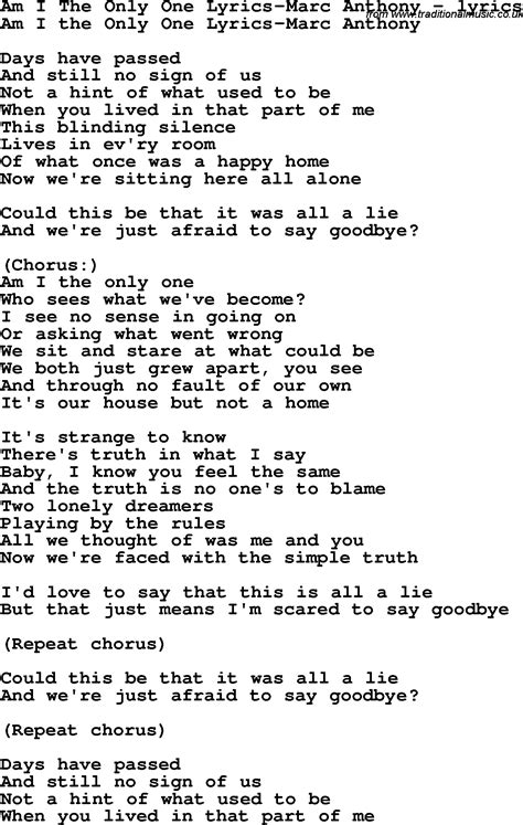 Love Song Lyrics Foram I The Only One Lyrics Marc Anthony