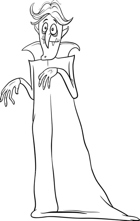 Vampire Halloween Character Cartoon Coloring Book Page Vampire Teeth