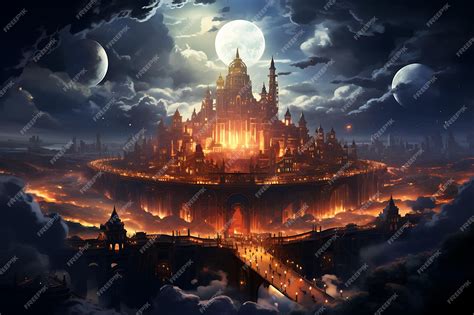 Premium AI Image | Skyborne Citadel Witness the Grandeur of a Skyborne