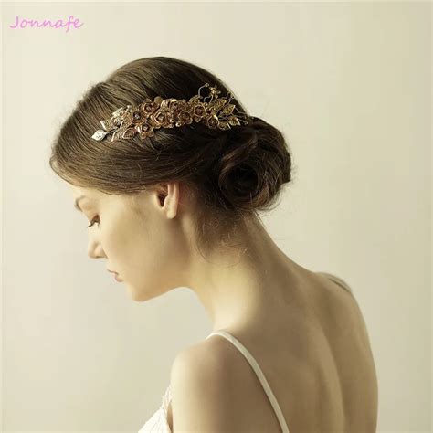 jonnafe gold floral hair comb bridal headpiece baroque wedding hair comb jewelry accessories