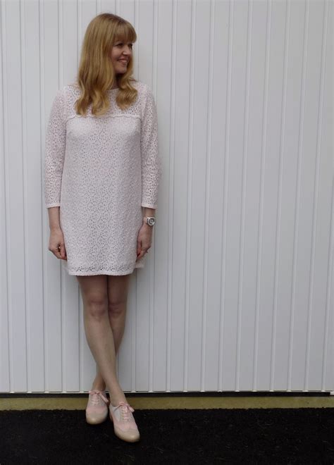 Cream Lace Shift Dress And Pink Brogues What Lizzy Loves