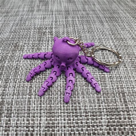 Flexible Fidget Octopus Keyring D Printed Great Toy Etsy