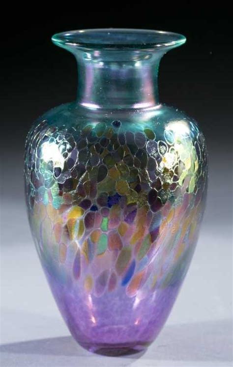 Iridescent Art Glass Vase By Robert Held