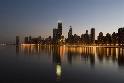 City Chicago City Lights Reflection Wallpapers Hd Desktop And