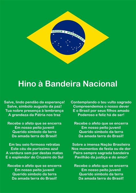 Banner De Lona Educativo Hino A Bandeira Nacional Fundo Verde Bandeira