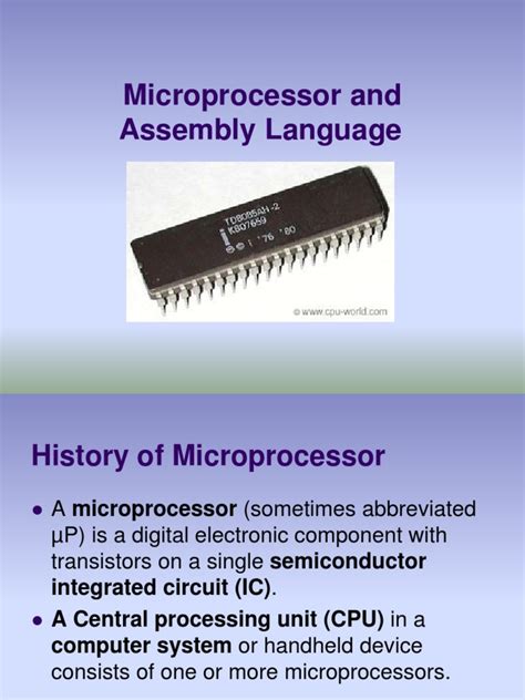 Introduction To Microprocessors Microprocessor Central Processing Unit