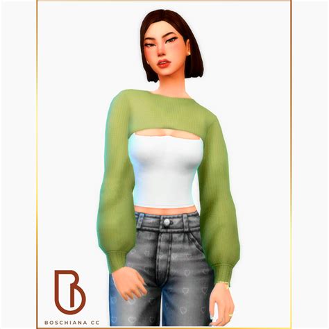 Molly Top Version 2 Woman Neck Cropped Sweater The Sims 4 Create