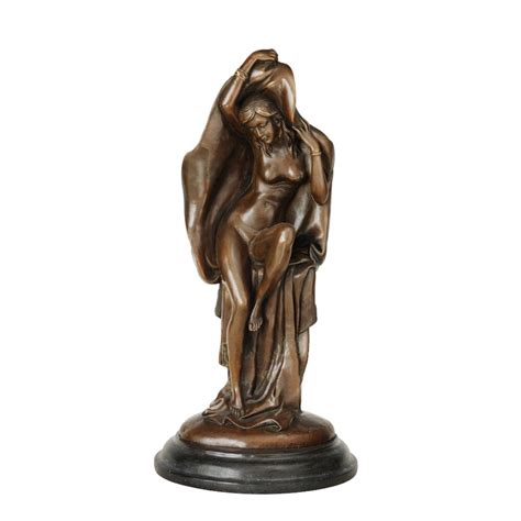 Erotic Art Shawling Nude Woman Statue Bronze Modern Western Sexy Naked Female Sculpture Figurine