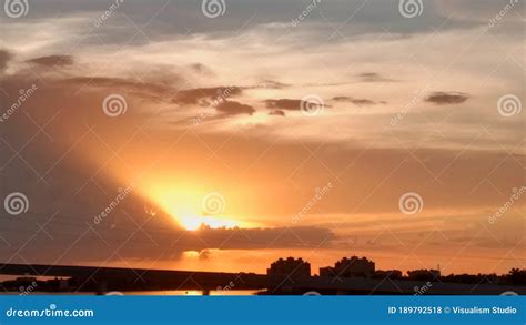 Orange Sun View Gorgeous Panorama Scenic With Cloud Sky Of Tropical Sea