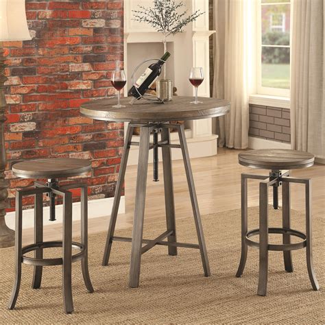 Find wood or metal bar stools, whatever matches your comfort. Coaster 10181 Three Piece Adjustable Height Pub Table and ...