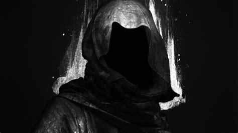 Black Background Digital Art Hoods Faceless Dark Grim Reaper