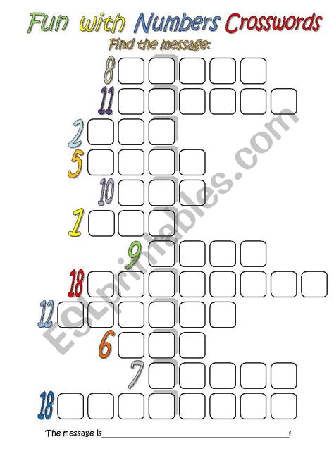 Fun With Numbers Crossword Absolutely For Beginners Esl Worksheet
