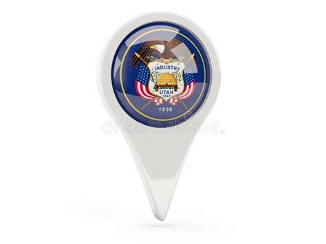 Round Flag Pin With Flag Of Utah United States Local Flags Stock
