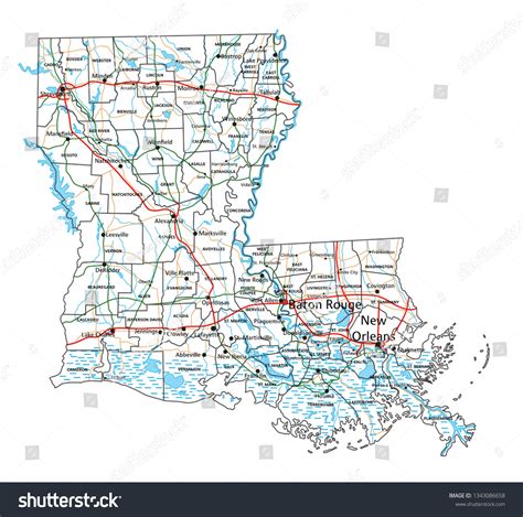Louisiana Road And Highway Map Vector Royalty Free Stock Vector