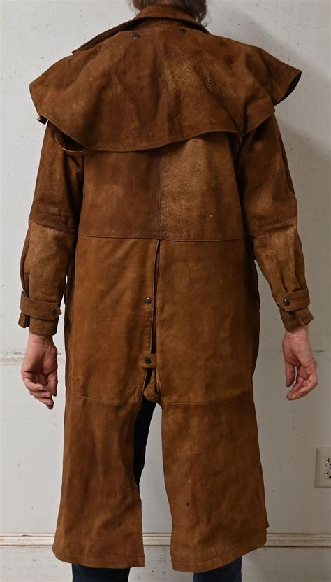Lot - Vintage Men's Leather Full Length Duster Coat