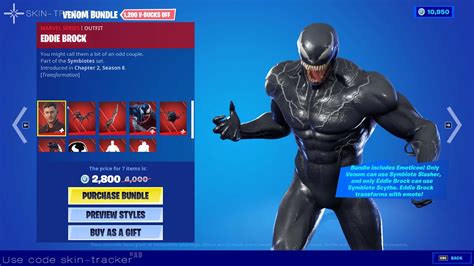 New Eddie Brock Skin Venom Skin Bundle In Fortnite Itemshop Youtube