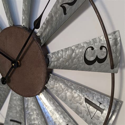 Large Rustic Metal Windmill Wall Clock 60cm Dalisay