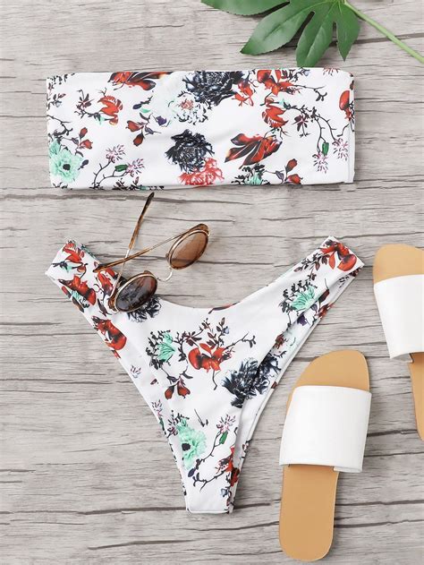 Flower Print Bikini In Bikinis Flower Pattern Bikini Printed Bandeau