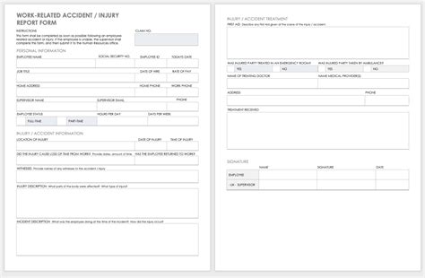 Vehicle Accident Report Form Template