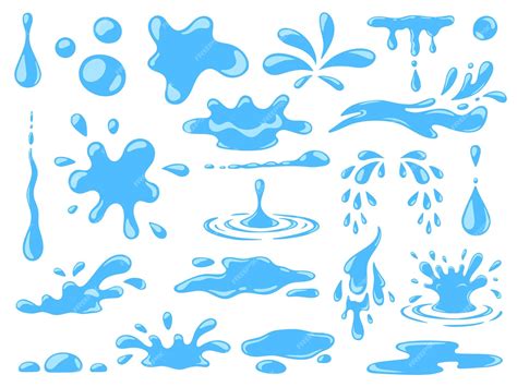 Premium Vector Cartoon Blue Dripping Water Drops Splashes Sprays