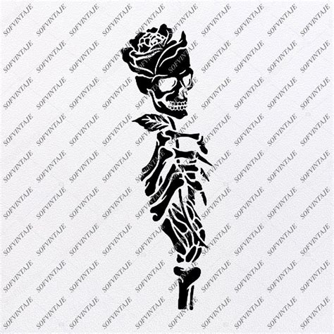 Skull Svg File-skull rose Svg Design-Clipart-Tattoo rose Svg File-Skull