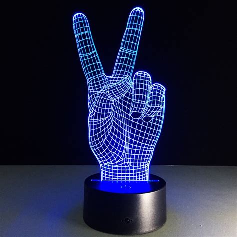3d Optical Illusion Led Hologram Victory Hand Lamp New Tech Store