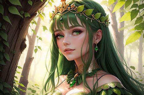 Green Girl Fairy Forest Portrait Beauty Hd Wallpaper Peakpx