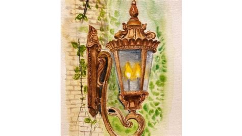 Painting A Vintage Lantern With Watercolors Lantern Painting Youtube