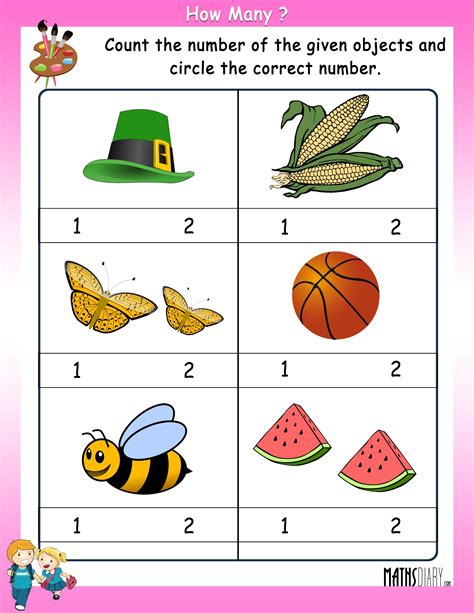 Count The Objects Kindergarten Math Counting Kids Math Worksheets