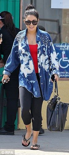 Vanessa Hudgens Rocks Up To Lunch Waring A Bleached And Spiked Denim
