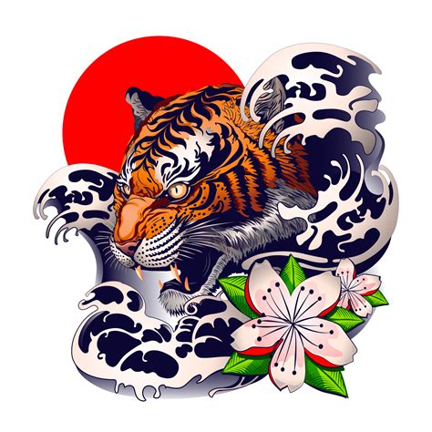 Tiger Tattoo Design With Japanese Decorative Style Png Transparent