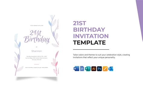Free 21st Birthday Invitation Template Download In Word Illustrator