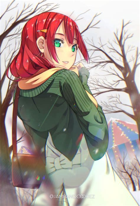 a girl in the forest 2 by moeqit anime red hair red hair green eyes girl red hair green eyes