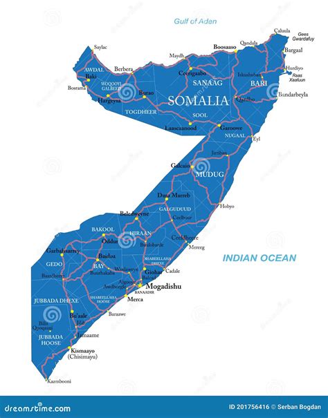 Somalia Political Map Vector Illustration Cartoondealer