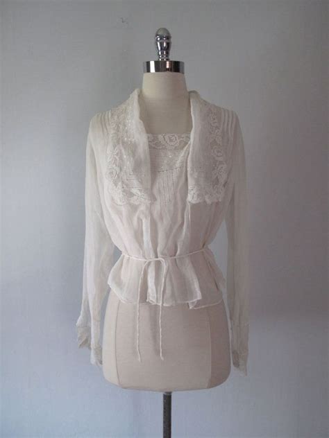 1900 Edwardian Blouse White Cotton Lace Etsy Edwardian Blouse Cotton Lace Period Dress