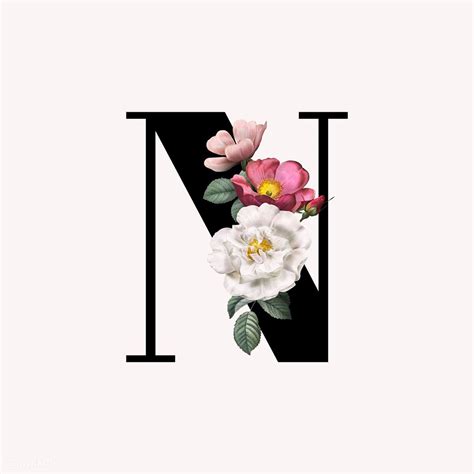 Classic And Elegant Floral Alphabet Font Letter N Free Image By