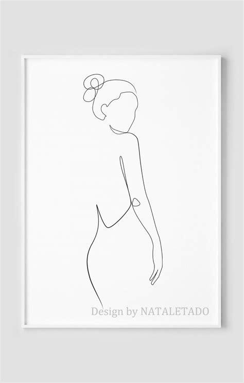 Abstract Woman Art One Line Drawing Print Female Figure Etsy Line