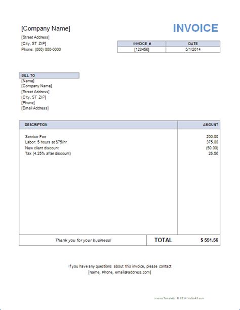 Invoice Template For Word Free Basic Invoice
