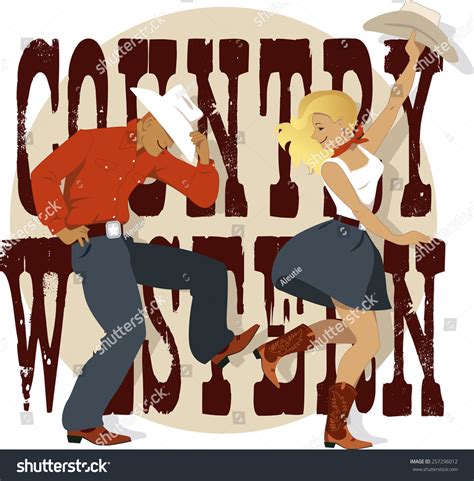 Cowboy Cowgirl Dancing Country Western Dance Stock Vector 257296012