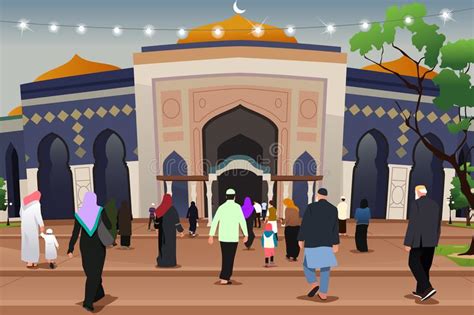 Muslim Imam Giving Speech In Mosque Illustration Stock Vector
