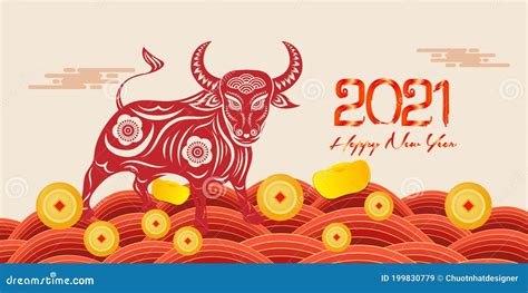 Chinese New Year Greeting Card And Poster 2021 The Year Of Ox In