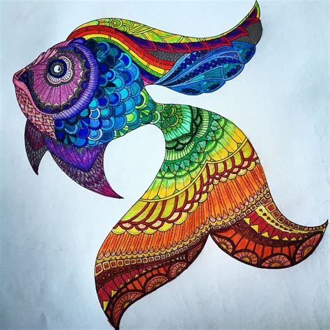 More Adult Coloring Lost Ocean By Johanna Basford Rainbow Fish Made