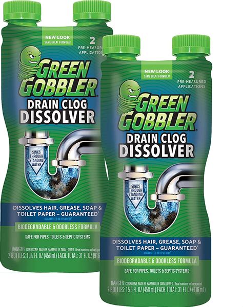 Green Gobbler Drain Clog Remover And Cleaner For Toilets Sinks Tubs