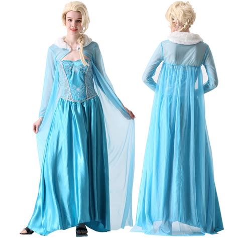 Halloween Women Elsa Costume Dress Queen Snow Princess Elsa Blue Dress