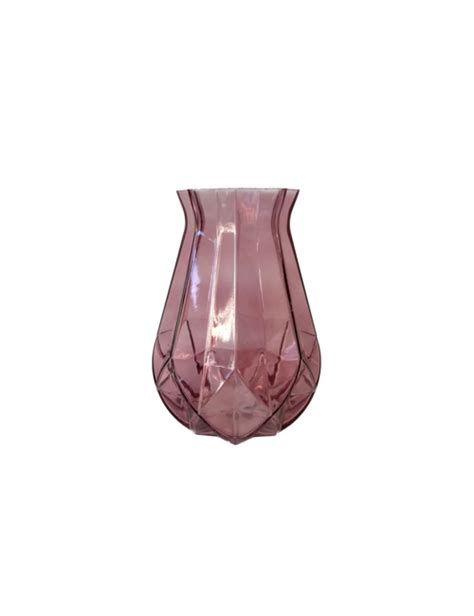 Small Pink Clear Glass Angular Vase Decor Home Decor Affordable