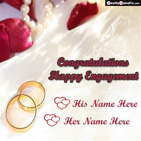 Name Wishes Happy Engagement Greeting Card Images Create Romantic Couple