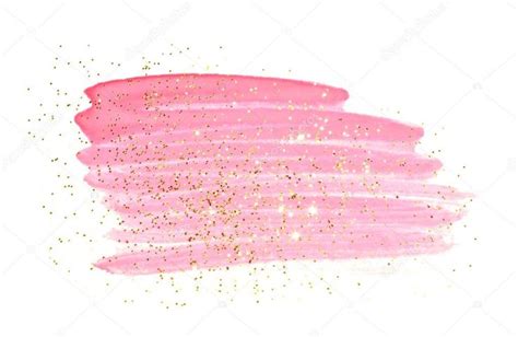 Golden Glitter Abstract Pink Watercolor Splash White Background
