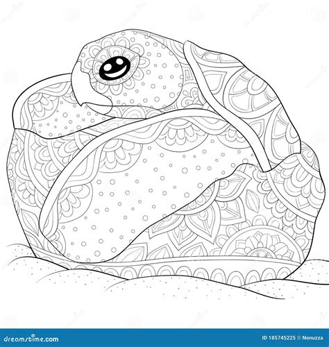 Adult Coloring Book Page A Turtle With Ornaments Image For Relaxing Zen