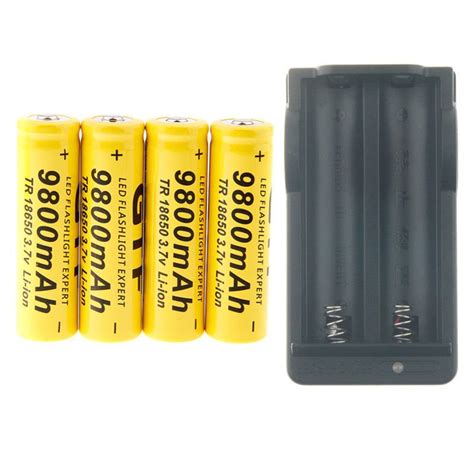 4pcs 18650 Li Ion Rechargeable Batteries 37v 9800mah Smart 18650 Charger