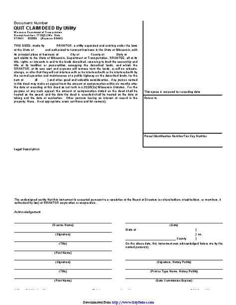 Wisconsin Quitclaim Deed Form 2 PDFSimpli